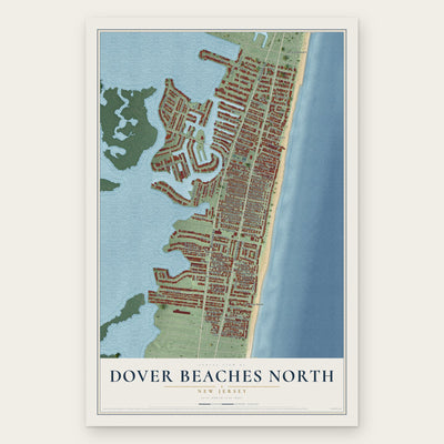 Dover Beaches North, New Jersey map print, the full design