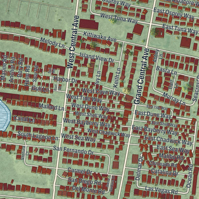 Close-up of the map of Dover Beaches North, New Jersey print showing street and building detail