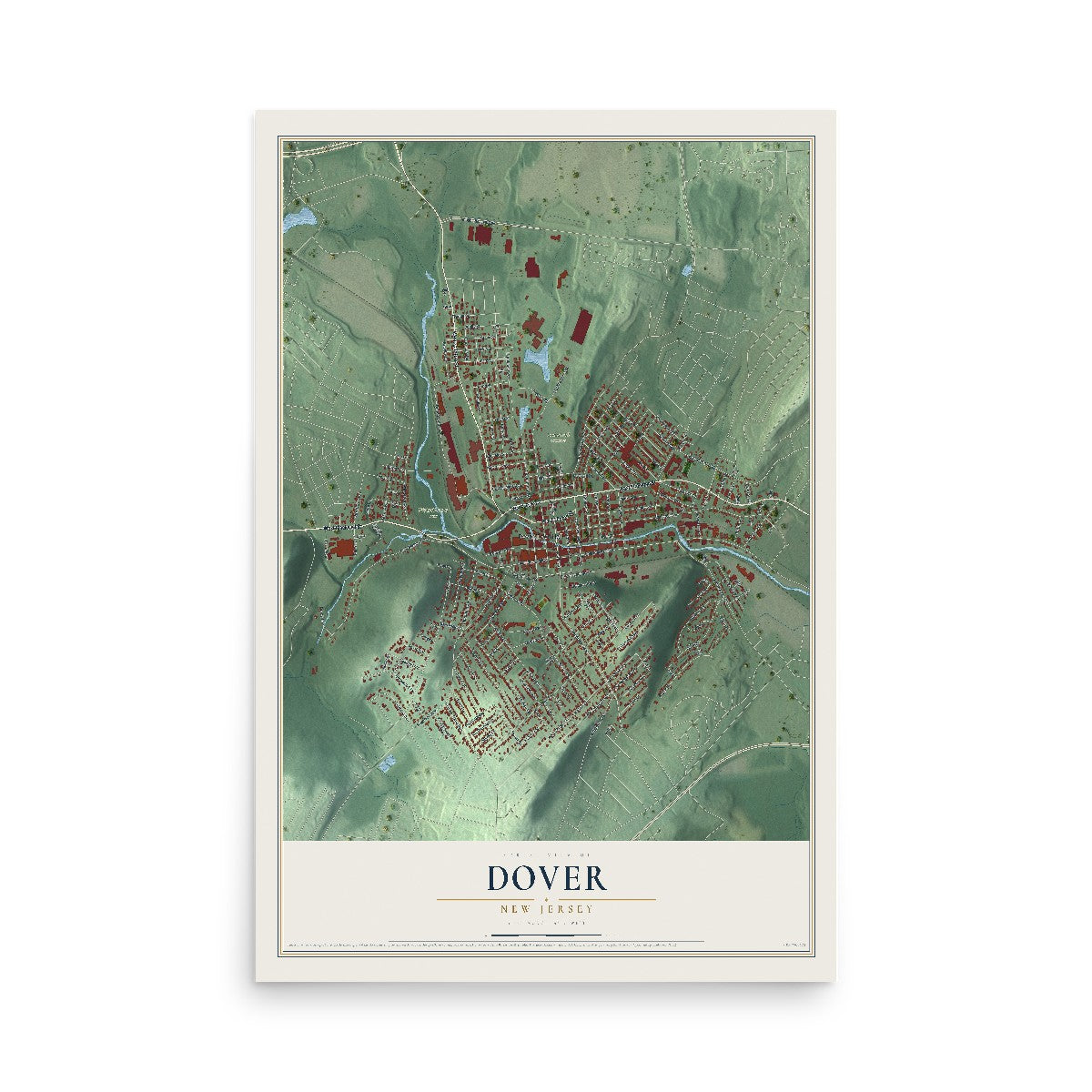 Dover, New Jersey map print, 12" x 18" Archival Matte Print mockup