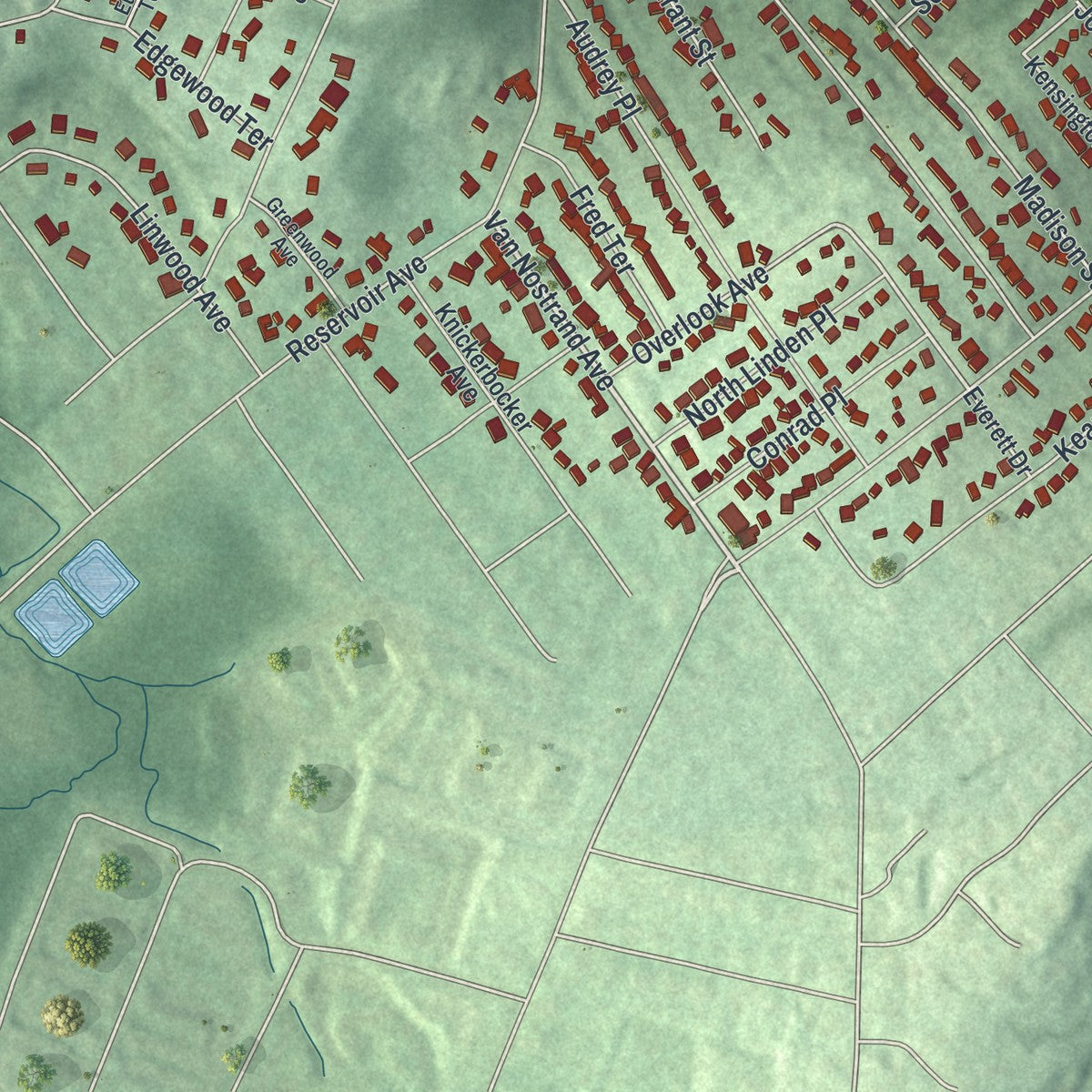 Close-up 2 of the Dover, New Jersey map artwork