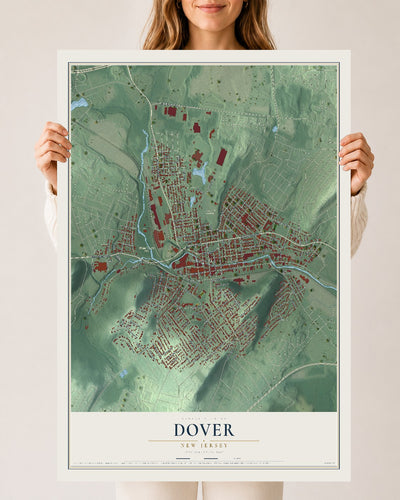 Dover, New Jersey map print, 24" x 36" Archival Matte Print mockup