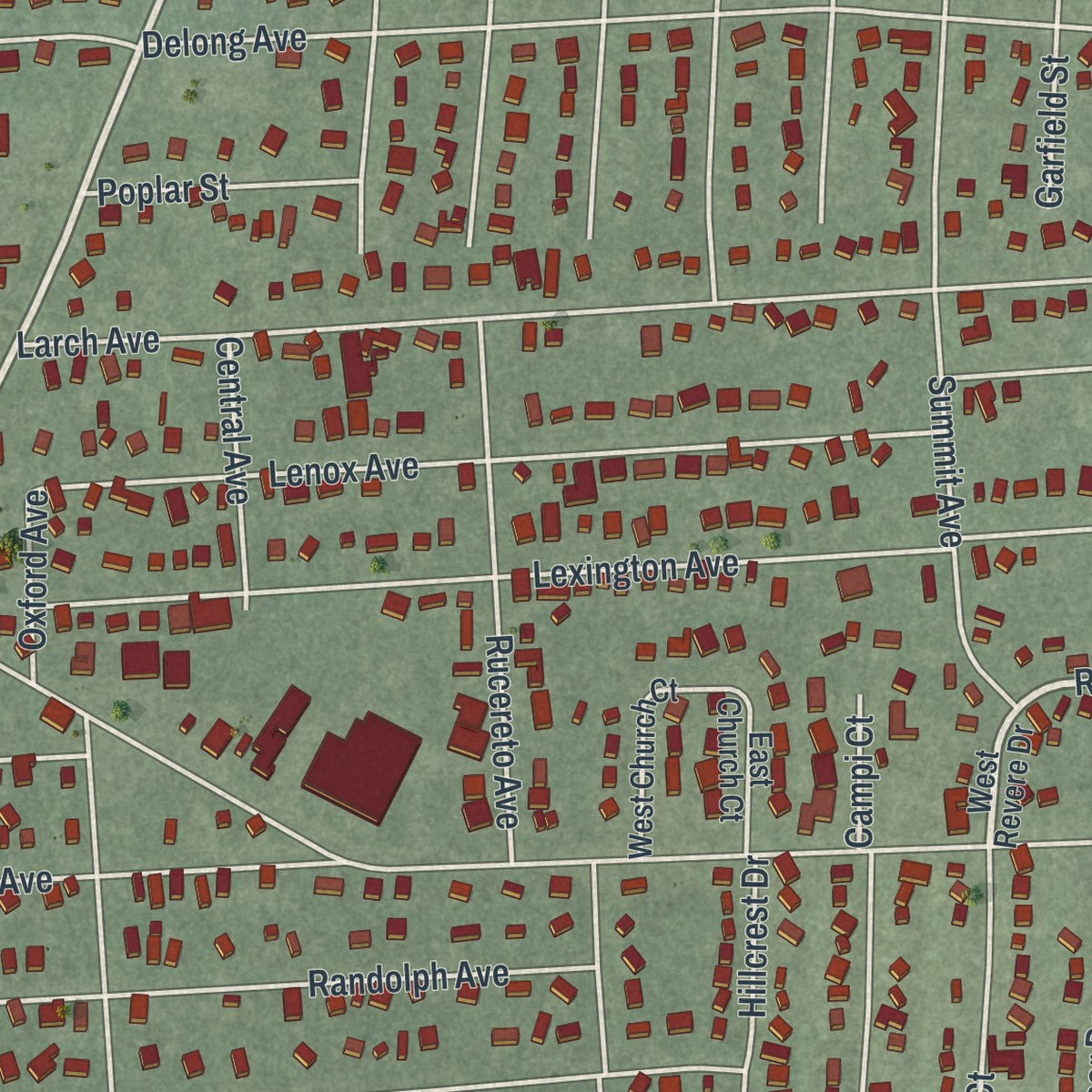 Close-up 2 of the Dumont, New Jersey map artwork