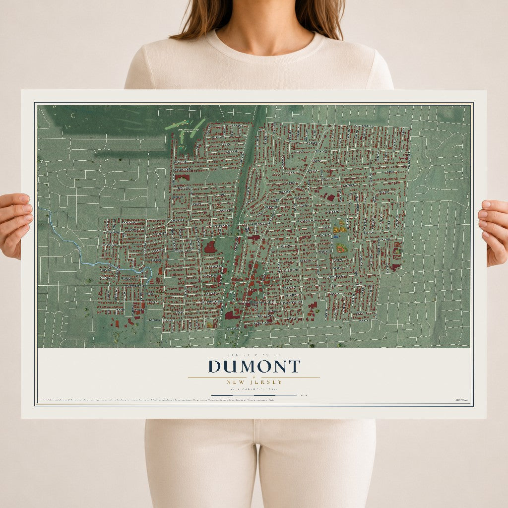 Dumont, New Jersey map print, 18" x 24" Archival Matte Print mockup