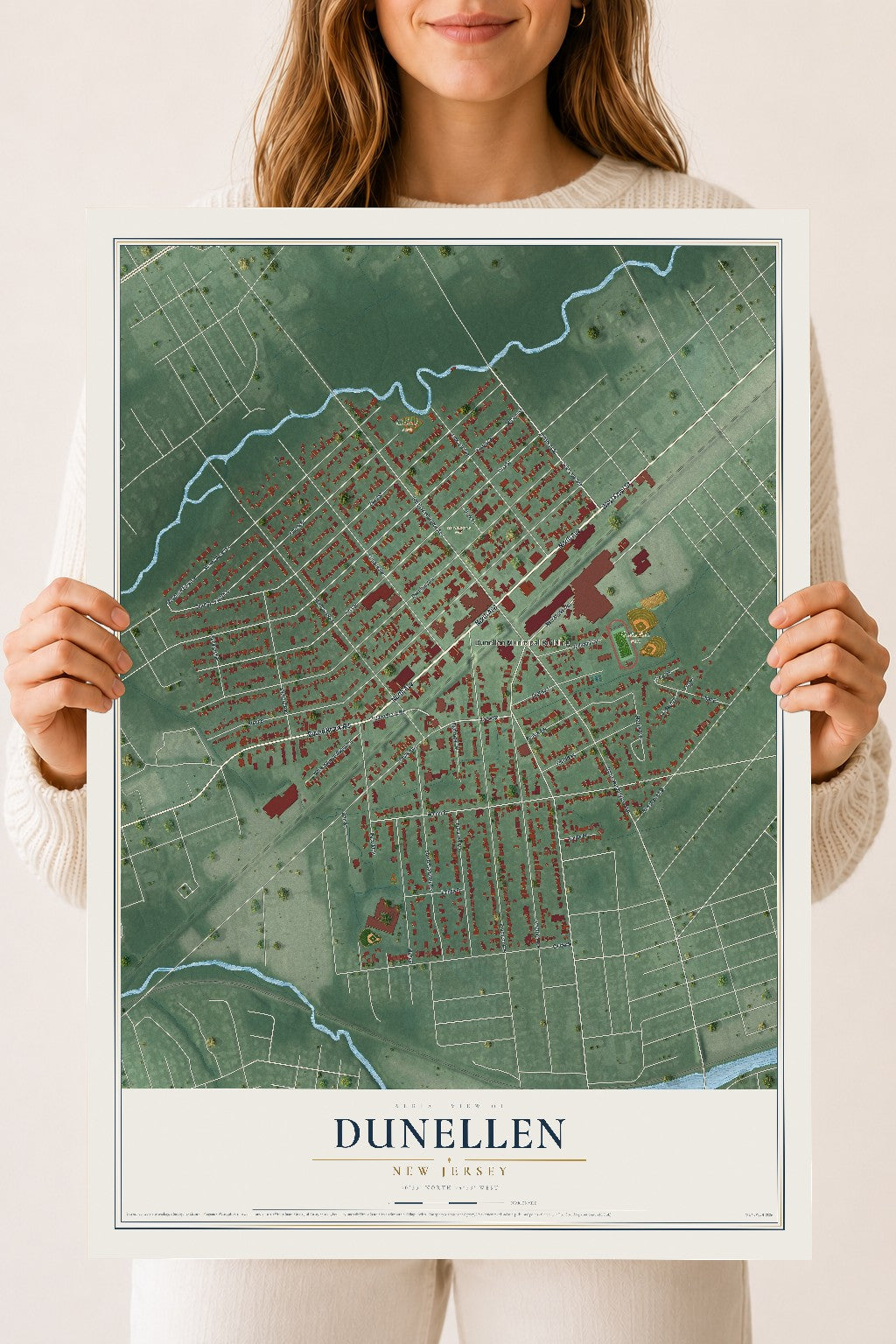Dunellen, New Jersey map print, 18" x 24" Archival Matte Print mockup