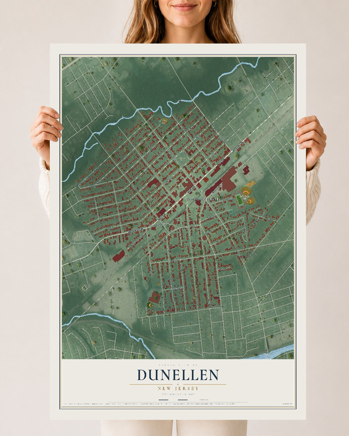 Dunellen, New Jersey map print, 24" x 36" Archival Matte Print mockup