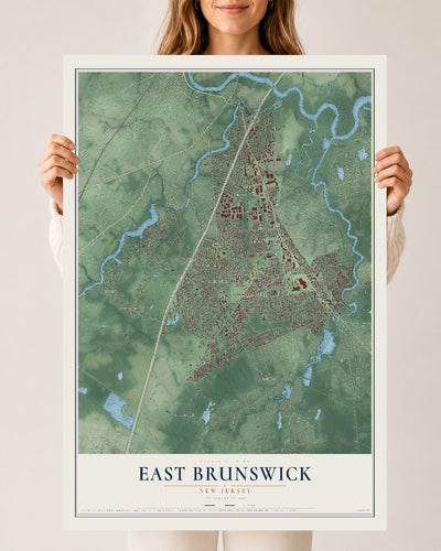 East Brunswick, New Jersey map print, 24" x 36" Archival Matte Print mockup