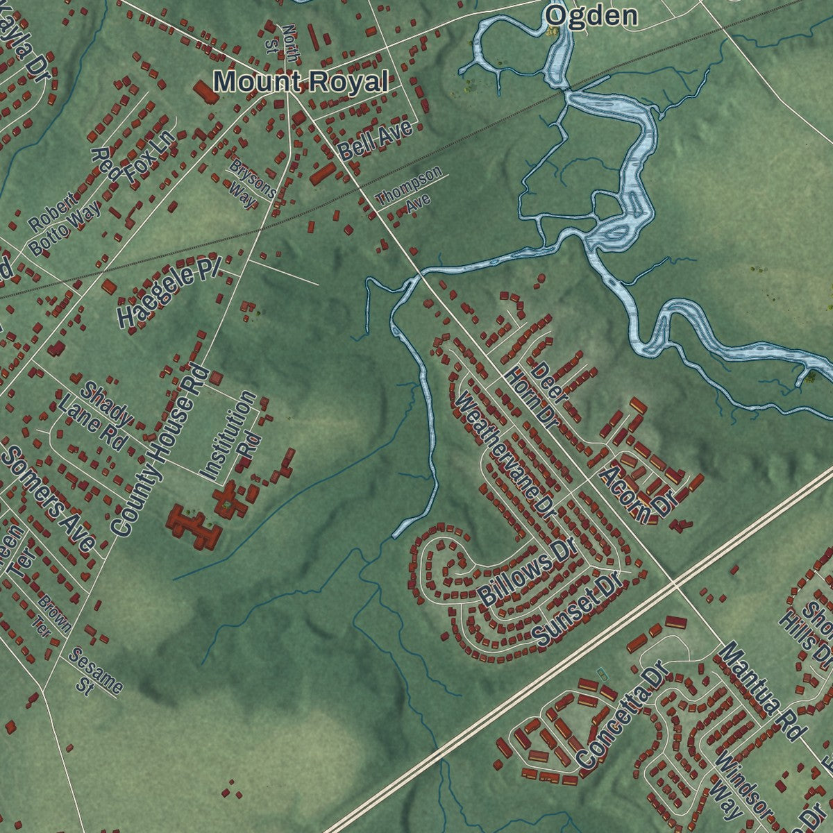 Close-up 1 of the East Greenwich, New Jersey map artwork