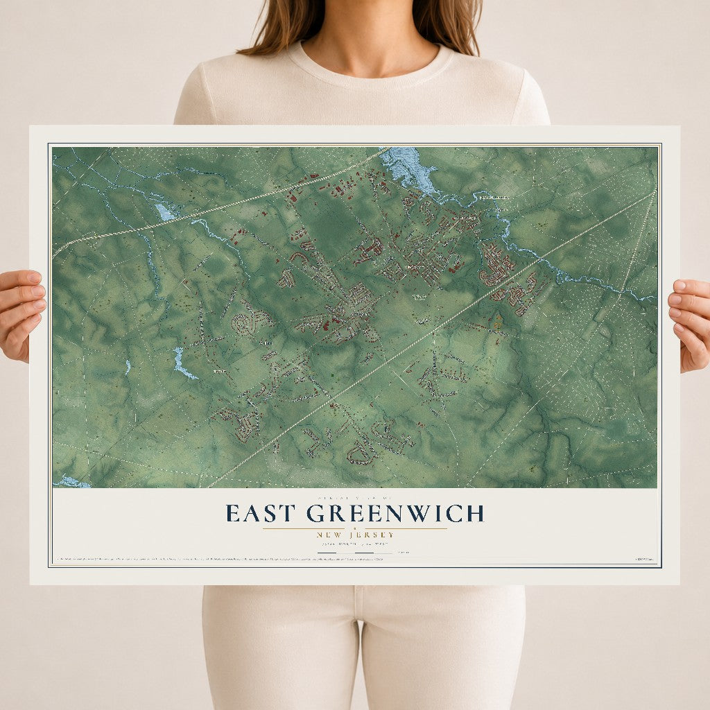 East Greenwich, New Jersey map print, 18" x 24" Archival Matte Print mockup