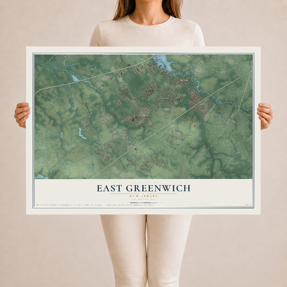 East Greenwich, New Jersey map print, 24" x 36" Archival Matte Print mockup
