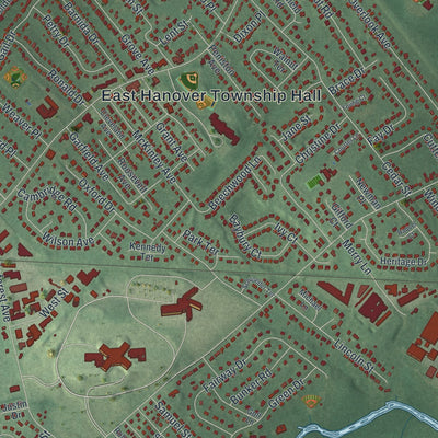 Close-up 1 of the East Hanover, New Jersey map artwork