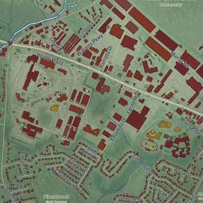 Close-up 2 of the East Hanover, New Jersey map artwork