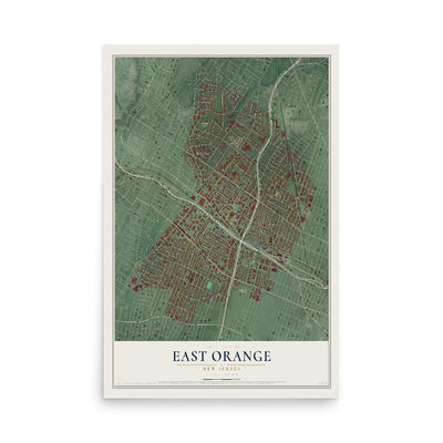 East Orange, New Jersey map print, 12" x 18" Archival Matte Print mockup
