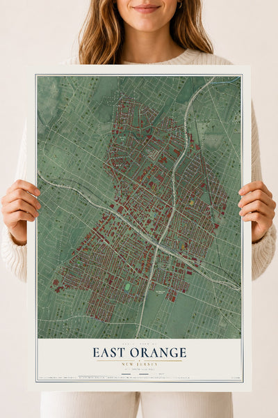 East Orange, New Jersey map print, 18" x 24" Archival Matte Print mockup