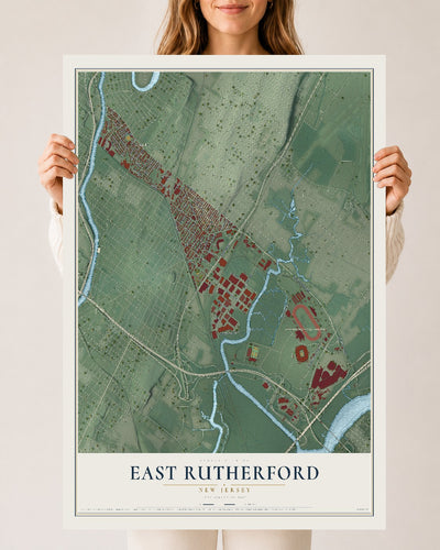 East Rutherford, New Jersey map print, 24" x 36" Archival Matte Print mockup