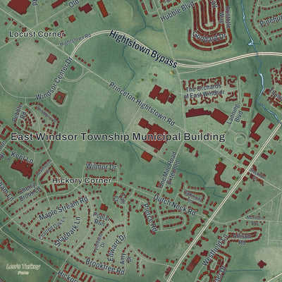 Close-up 1 of the East Windsor, New Jersey map artwork
