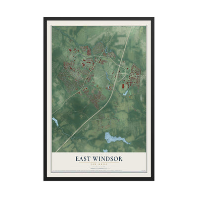 East Windsor, New Jersey map print, 12" x 18" W/ Black Ayous Wood Frame mockup