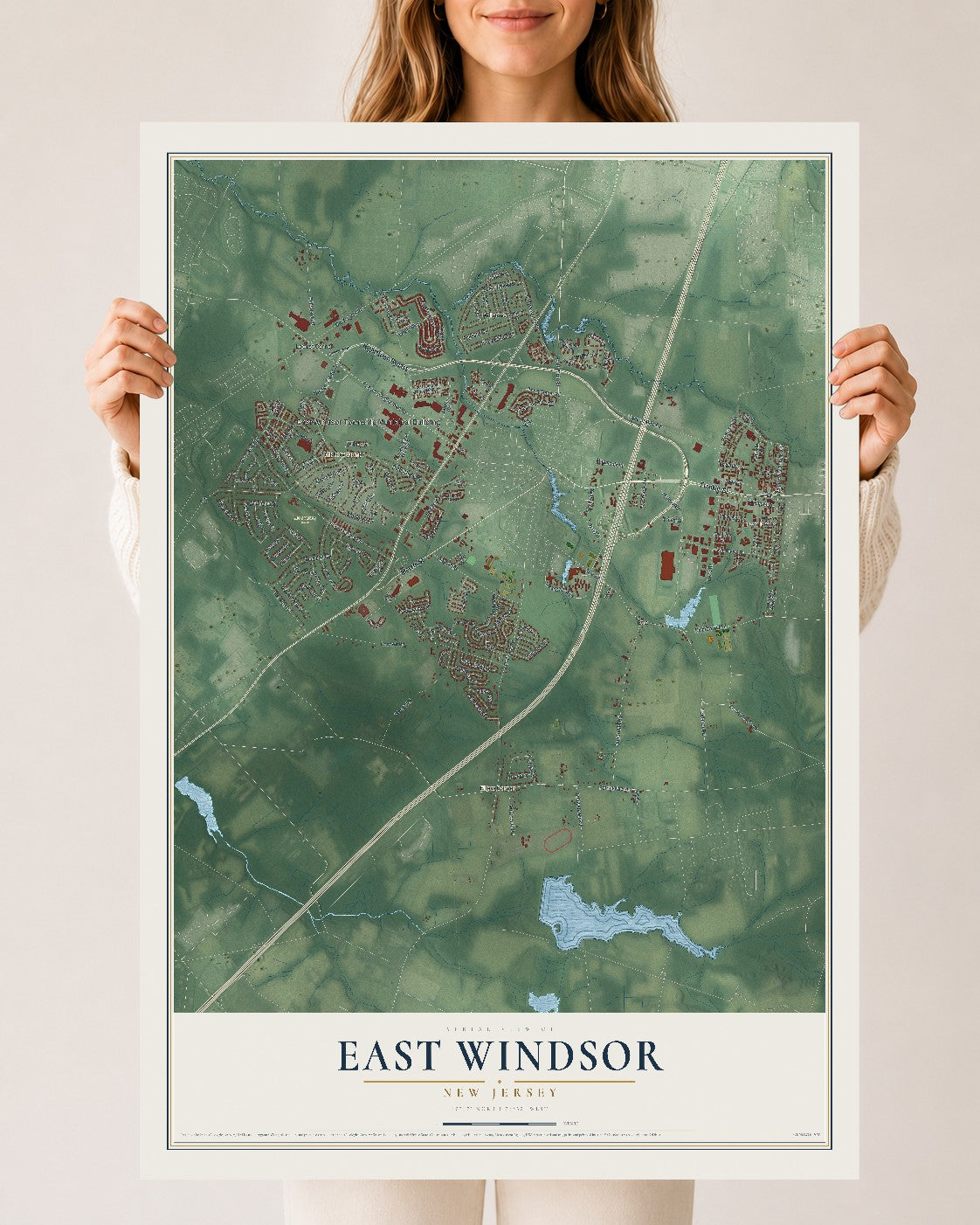 East Windsor, New Jersey map print, 24" x 36" Archival Matte Print mockup
