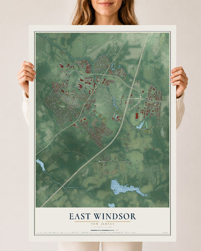 East Windsor, New Jersey map print, 24" x 36" Archival Matte Print mockup