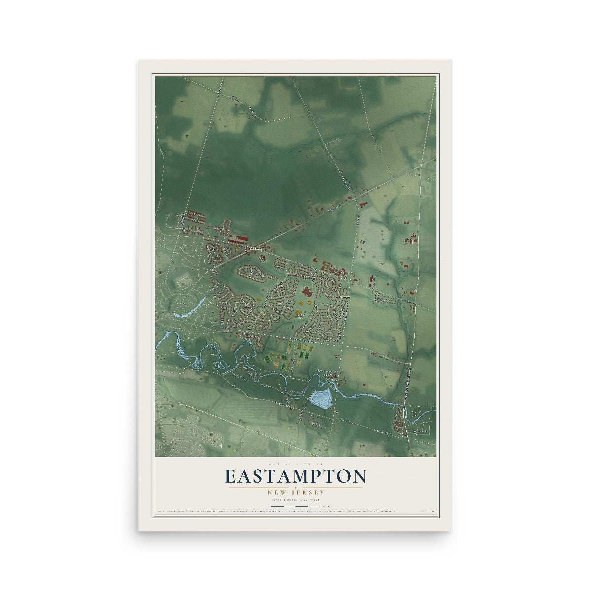 Eastampton, New Jersey map print, 12" x 18" Archival Matte Print mockup