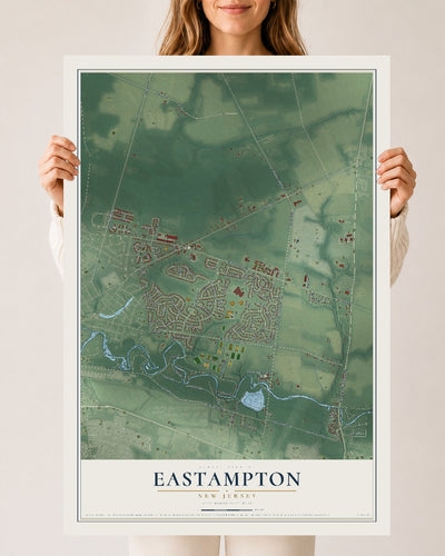 Eastampton, New Jersey map print, 24" x 36" Archival Matte Print mockup