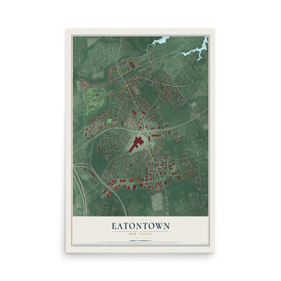 Eatontown, New Jersey map print, 12" x 18" Archival Matte Print mockup