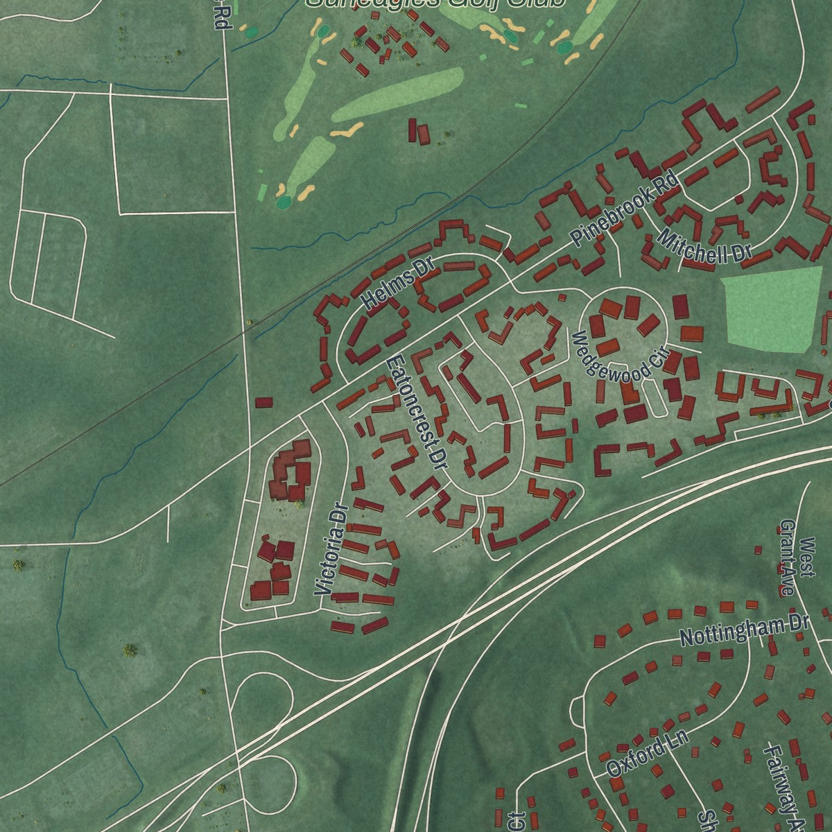 Close-up 2 of the Eatontown, New Jersey map artwork