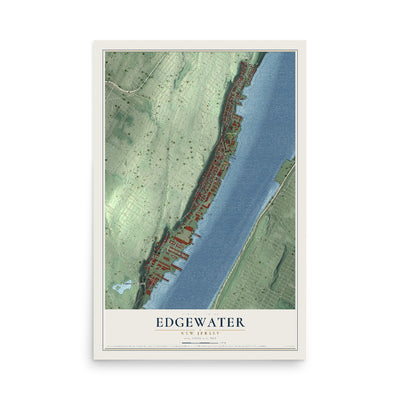 Edgewater, New Jersey map print, 12" x 18" Archival Matte Print mockup