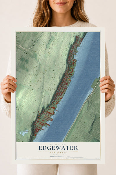 Edgewater, New Jersey map print, 18" x 24" Archival Matte Print mockup