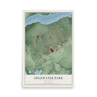 Edgewater Park, New Jersey map print, 12" x 18" Archival Matte Print mockup