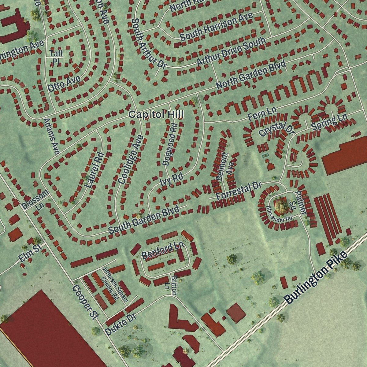 Close-up 1 of the Edgewater Park, New Jersey map artwork