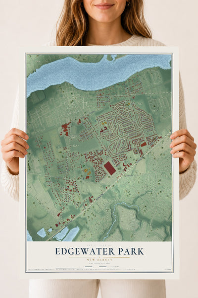 Edgewater Park, New Jersey map print, 18" x 24" Archival Matte Print mockup
