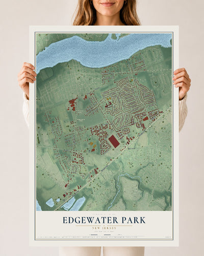 Edgewater Park, New Jersey map print, 24" x 36" Archival Matte Print mockup