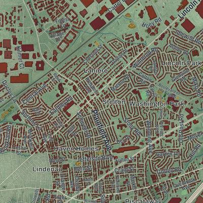 Close-up 1 of the Edison, New Jersey map artwork
