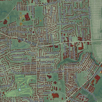Close-up 2 of the Edison, New Jersey map artwork