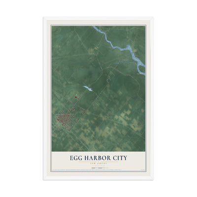 Egg Harbor City, New Jersey map print, 12" x 18" W/ White Ayous Wood Frame mockup