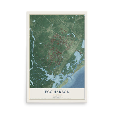 Egg Harbor, New Jersey map print, 12" x 18" Archival Matte Print mockup