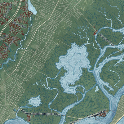 Close-up 1 of the Egg Harbor, New Jersey map artwork