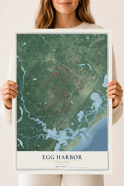 Egg Harbor, New Jersey map print, 18" x 24" Archival Matte Print mockup