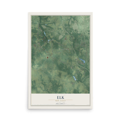 Elk, New Jersey map print, 12" x 18" Archival Matte Print mockup