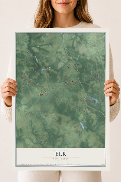 Elk, New Jersey map print, 18" x 24" Archival Matte Print mockup