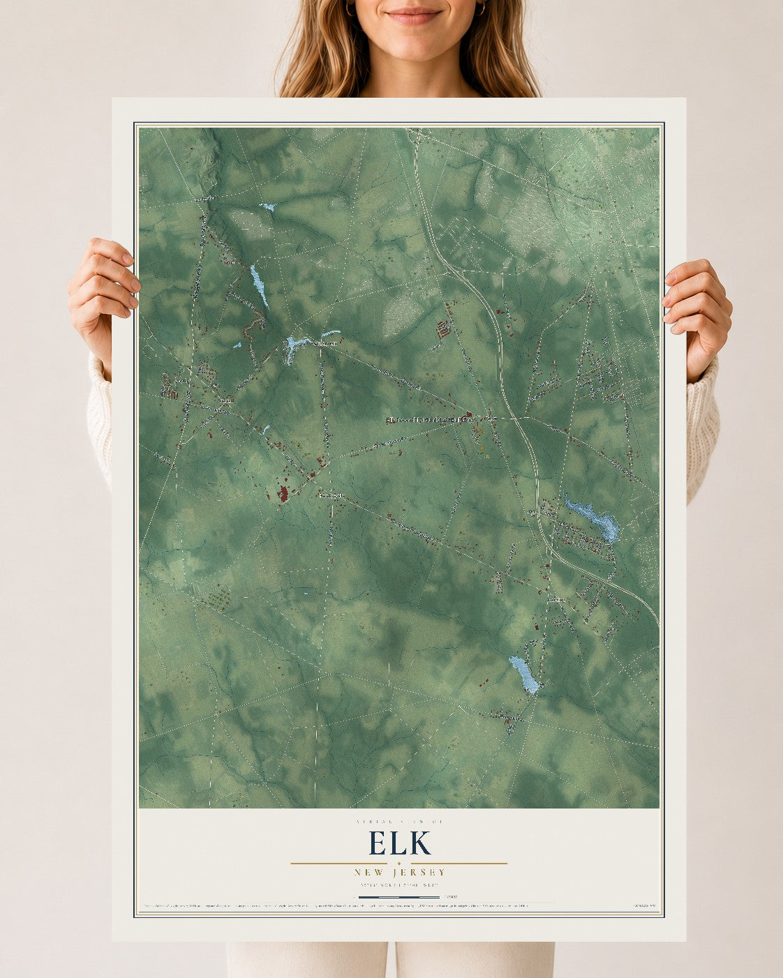 Elk, New Jersey map print, 24" x 36" Archival Matte Print mockup