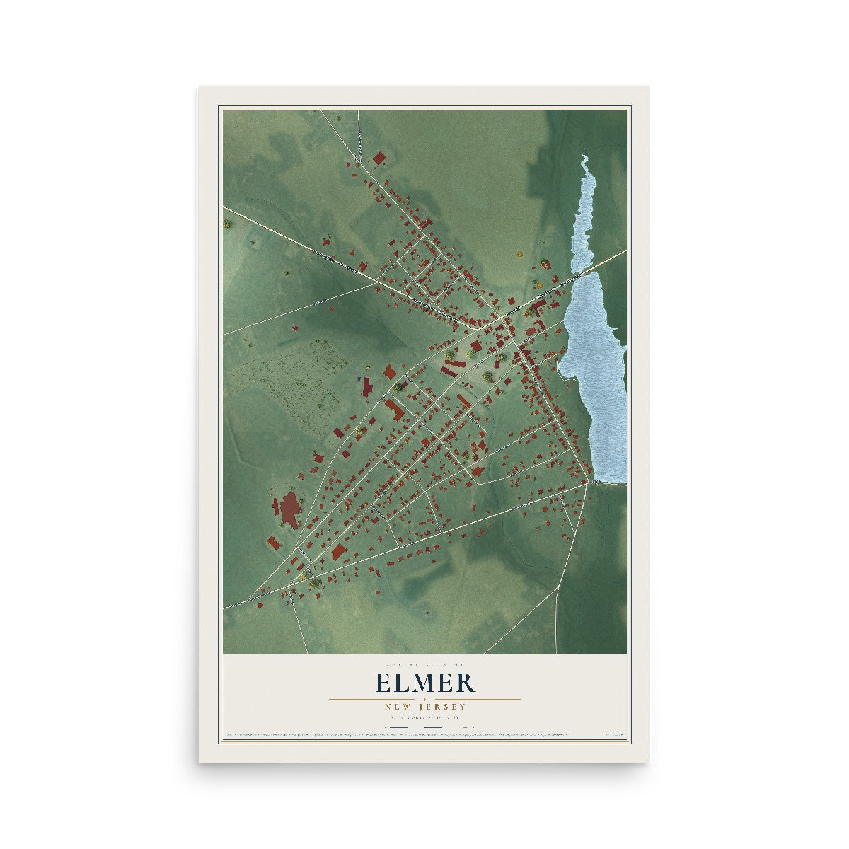 Elmer, New Jersey map print, 12" x 18" Archival Matte Print mockup