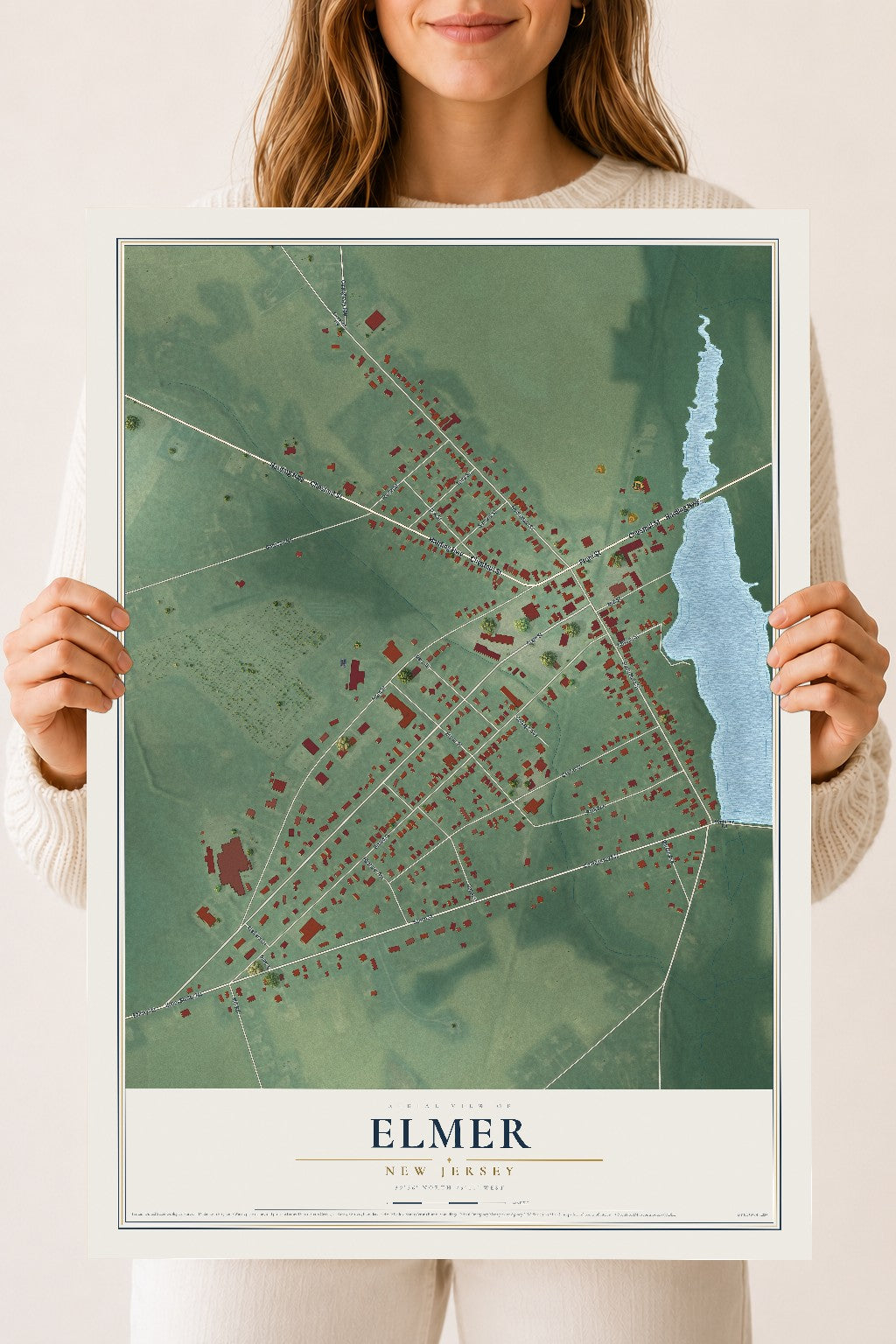 Elmer, New Jersey map print, 18" x 24" Archival Matte Print mockup