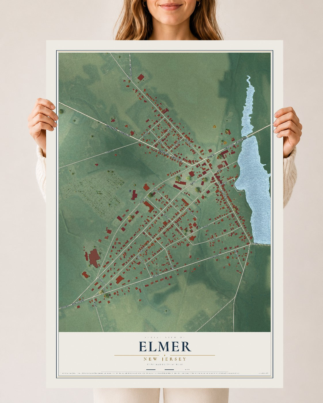 Elmer, New Jersey map print, 24" x 36" Archival Matte Print mockup