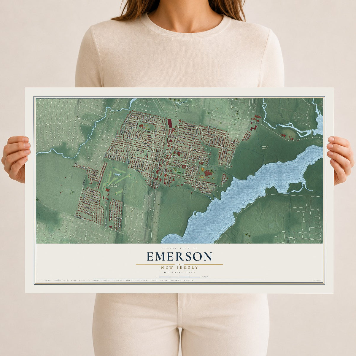 Emerson, New Jersey map print, 12" x 18" Archival Matte Print mockup