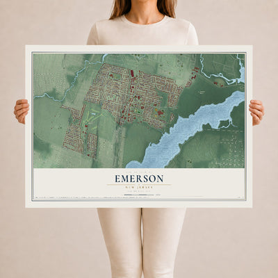 Emerson, New Jersey map print, 24" x 36" Archival Matte Print mockup