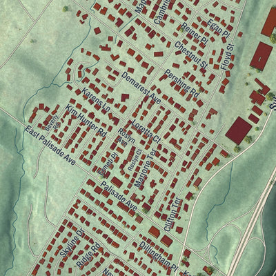 Close-up 1 of the Englewood Cliffs, New Jersey map artwork