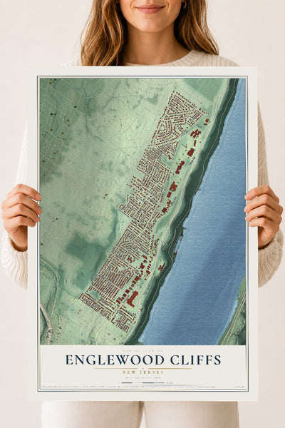 Englewood Cliffs, New Jersey map print, 18" x 24" Archival Matte Print mockup