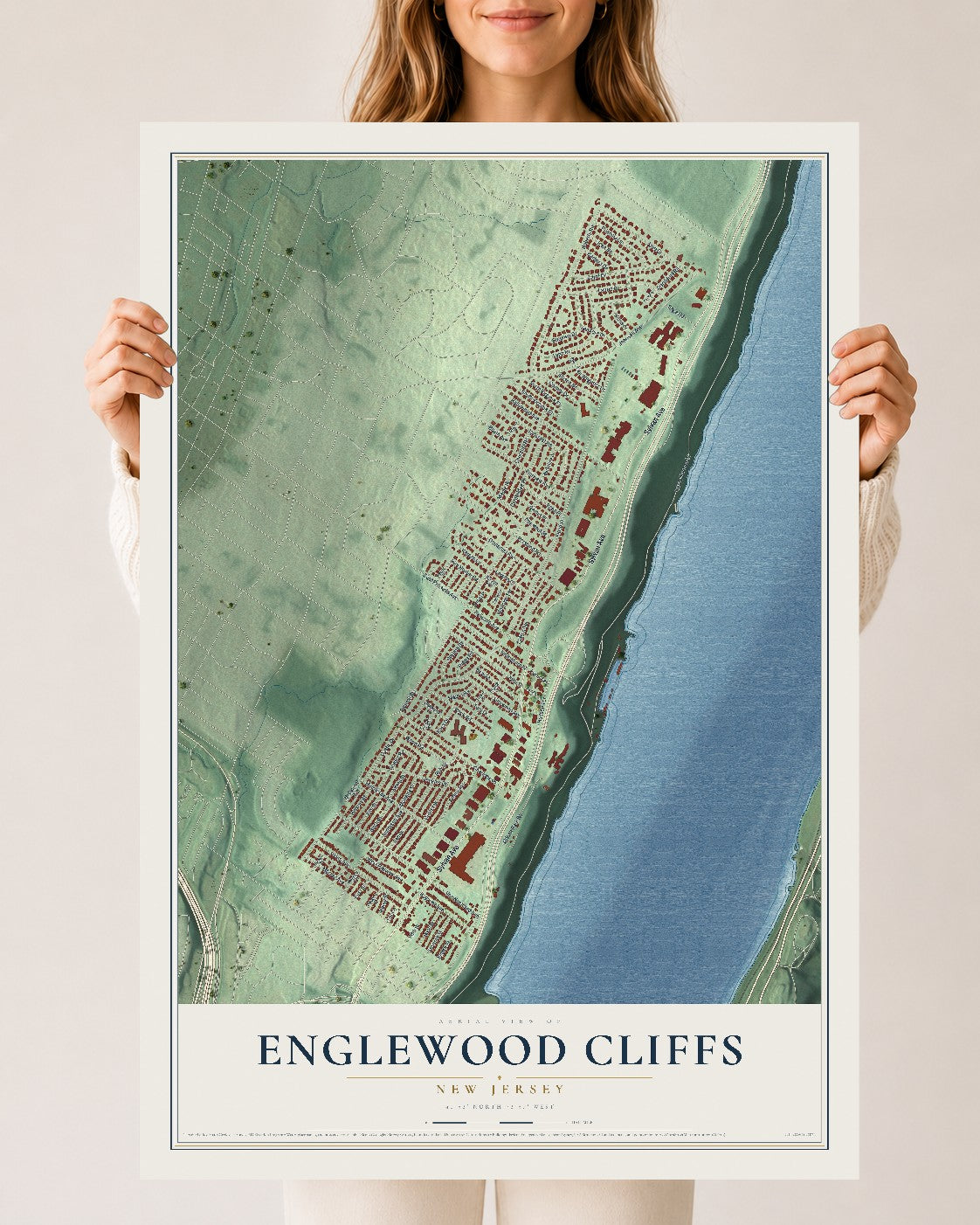 Englewood Cliffs, New Jersey map print, 24" x 36" Archival Matte Print mockup