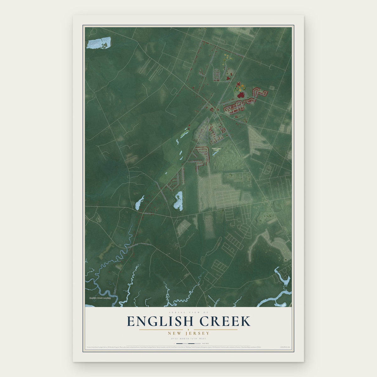 English Creek, New Jersey map print, the full design